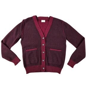 SIMON MILLER Sweater Cardigan M/L Red Vintage Style Wool Knit Pockets Reverse